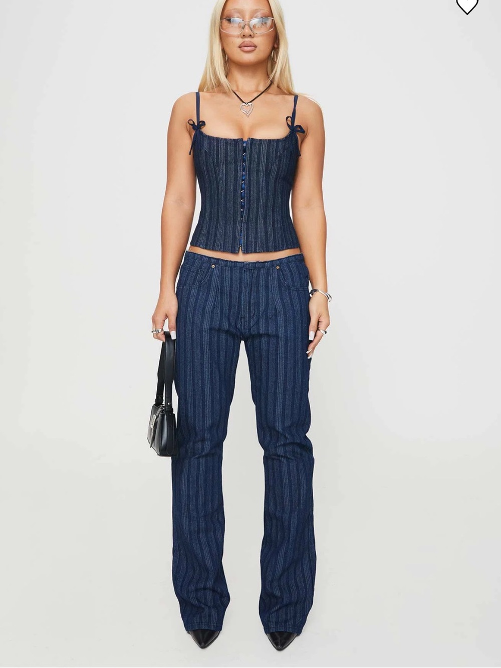Lioness Navy Striped Corset Camisole - Picture 2 of 7